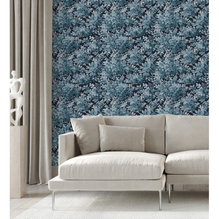 Papel pintado bosque frondoso con tonos azules - Cotswold Foliage 683775