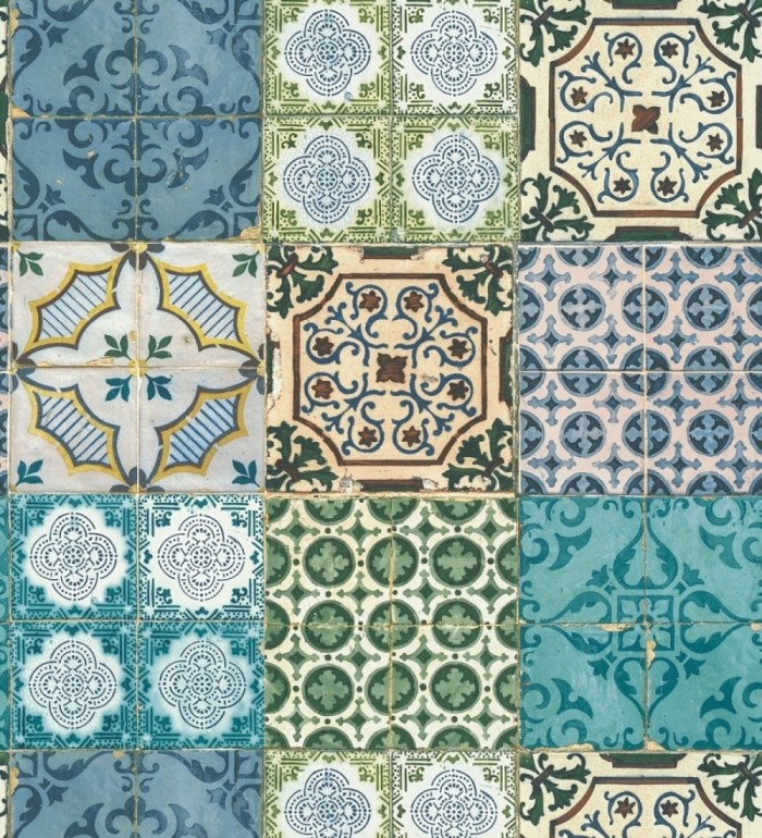 Papel pintado azulejos mediterráneos con estilo árabe - Zafir Mosaic 126339