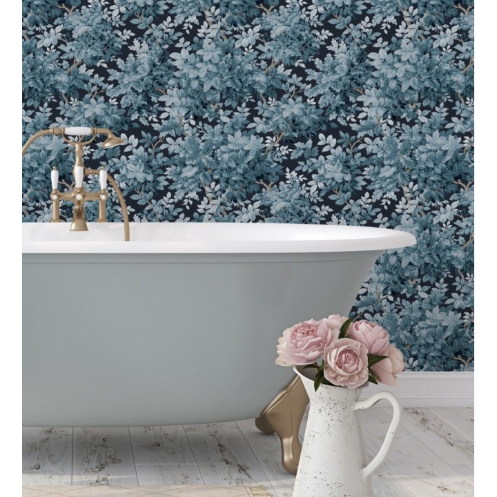 Papel pintado bosque frondoso con tonos azules - Cotswold Foliage 683775