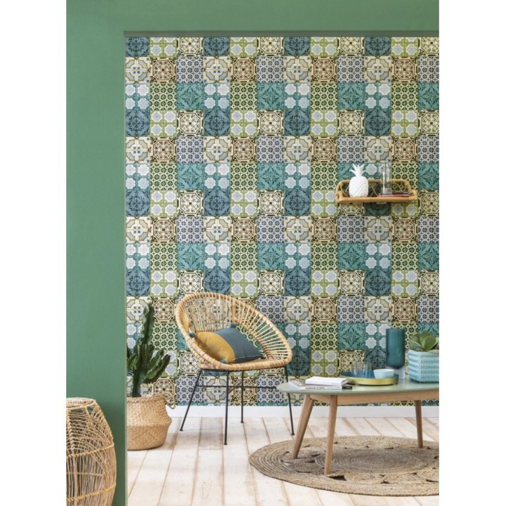 Papel pintado azulejos mediterráneos con estilo árabe - Zafir Mosaic 126339