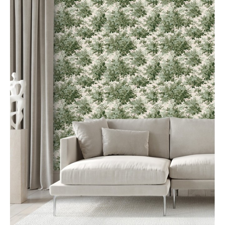 Papel pintado bosque frondoso tonos verde y crema - Cotswold Foliage 683778