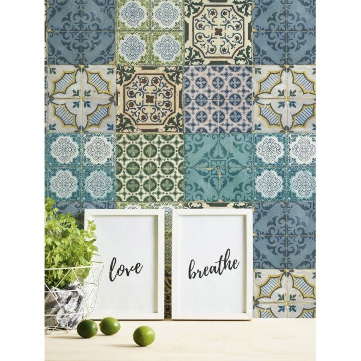 Papel pintado azulejos mediterráneos con estilo árabe - Zafir Mosaic 126339