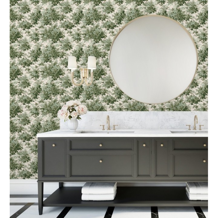 Papel pintado bosque frondoso tonos verde y crema - Cotswold Foliage 683778