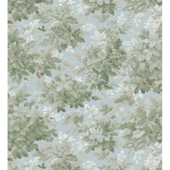 Papel pintado bosque frondoso tonos verde y azul pastel - Cotswold Foliage 683779