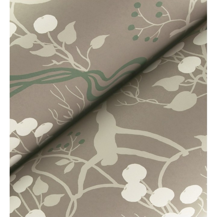 Papel pintado monos en la selva y frutos rojos fondo marrón - Luanda Monkey 683783