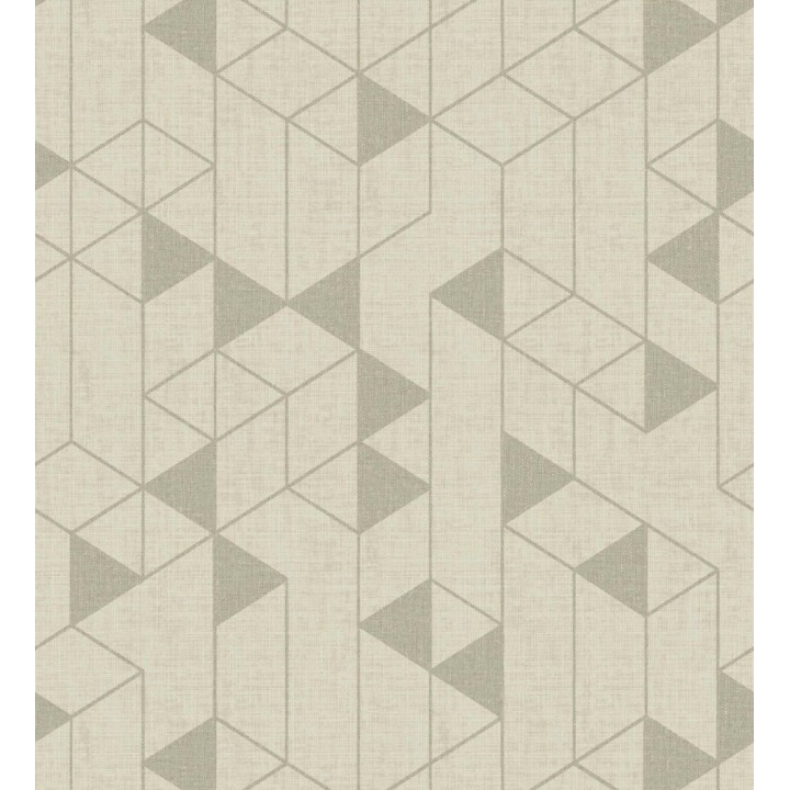 Papel pintado estructura lineal con trama textil color beige tostado - Crystal Grid 683784