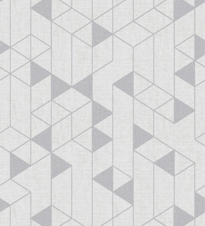 Papel pintado estructura lineal con trama textil color gris y plata - Crystal Grid 683785