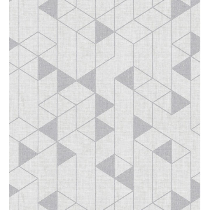 Papel pintado estructura lineal con trama textil color gris y plata - Crystal Grid 683785