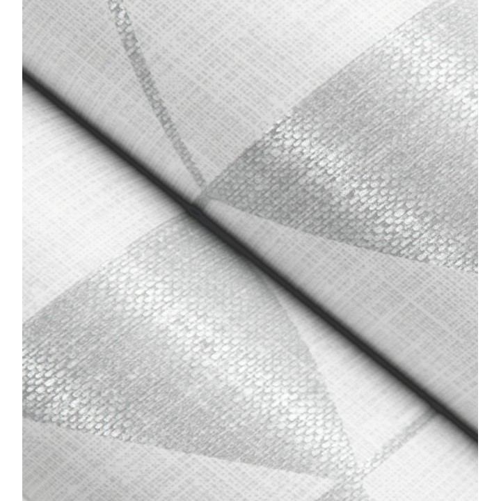Papel pintado estructura lineal con trama textil color gris y plata - Crystal Grid 683785