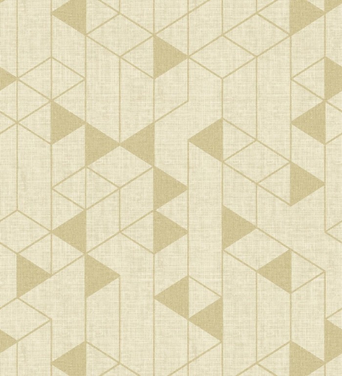 Papel pintado estructura lineal con trama textil color amarillo y oro - Crystal Grid 683786