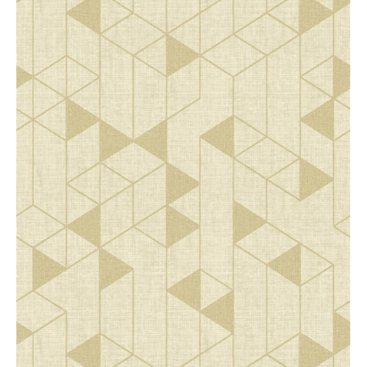 Papel pintado estructura lineal con trama textil color amarillo y oro - Crystal Grid 683786