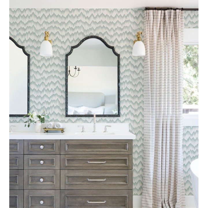 Papel pintado frecuencia de ondas naturales color verde - Misty Waves 683790