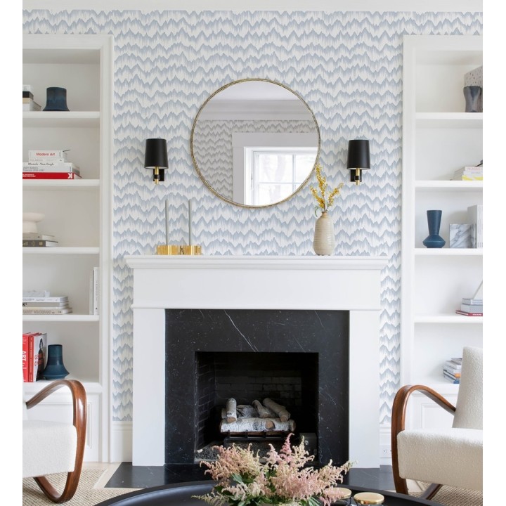 Papel pintado frecuencia de ondas naturales color azul - Misty Waves 683791