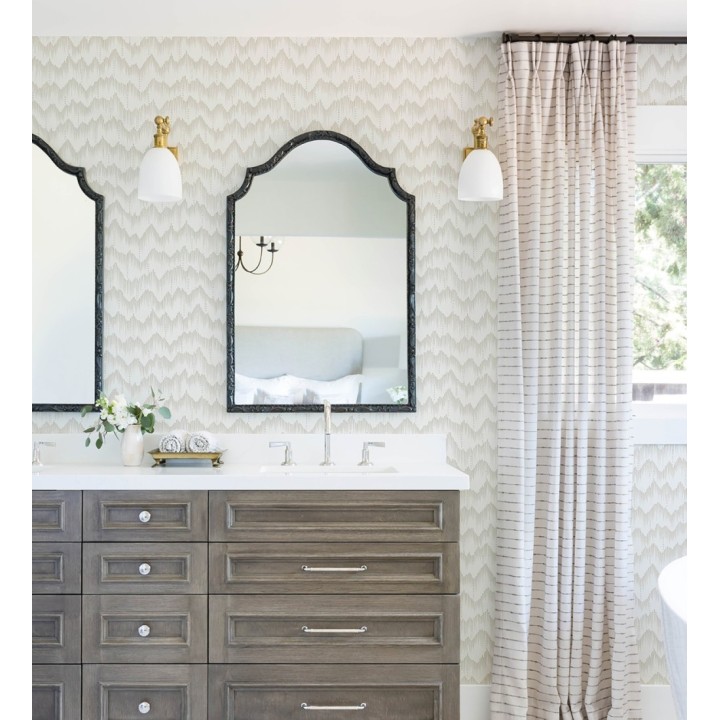 Papel pintado frecuencia de ondas naturales color beige nacarado - Misty Waves 683792