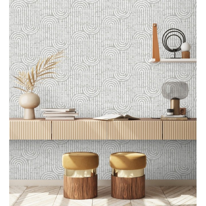 Papel pintado arcos geométricos grises - Juma Arch 683799
