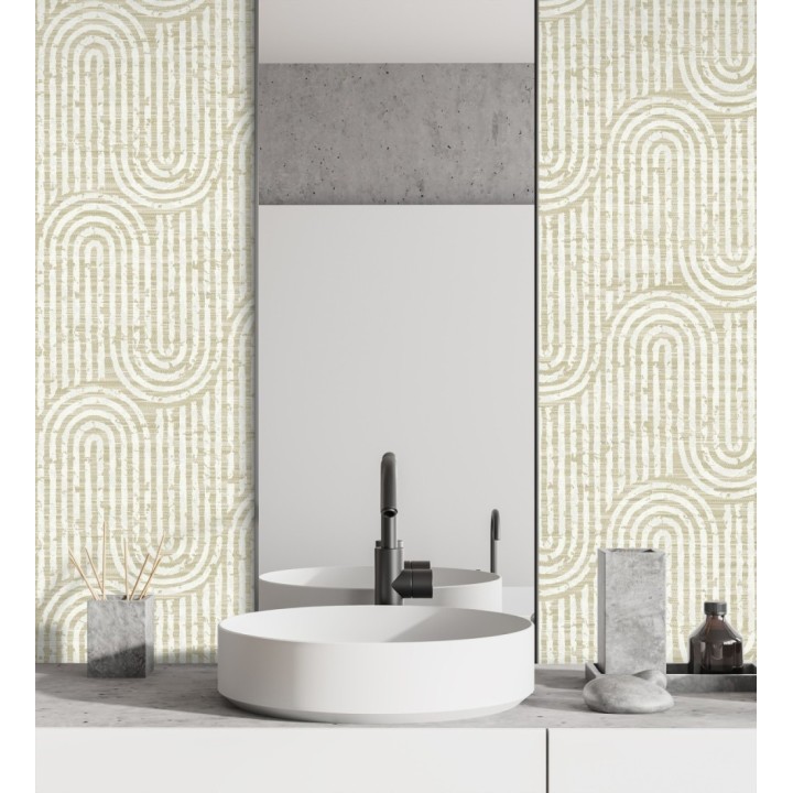 Papel pintado arcos geométricos amarillo mostaza - Juma Arch 683800