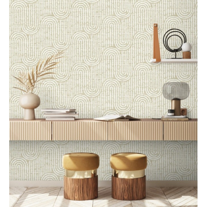 Papel pintado arcos geométricos amarillo mostaza - Juma Arch 683800