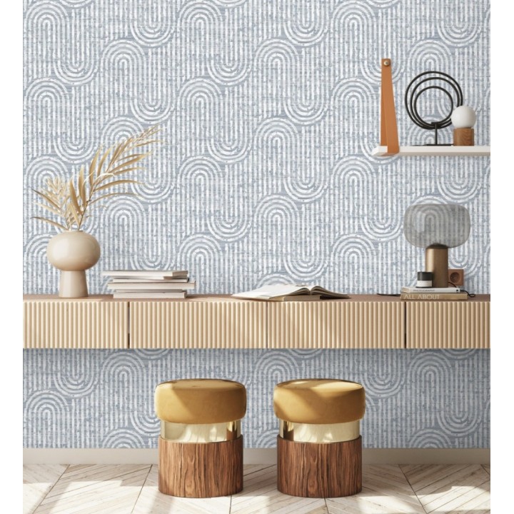 Papel pintado arcos geométricos azul - Juma Arch 683802