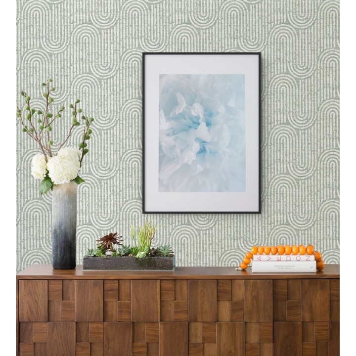 Papel pintado arcos geométricos verde - Juma Arch 683803