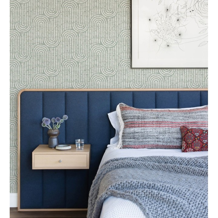 Papel pintado arcos geométricos verde - Juma Arch 683803