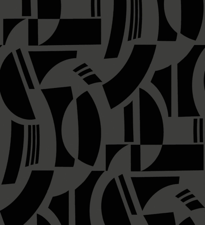 Papel pintado de figuras abstratas en terciopelo negro con relieve - Velvet Strata 683808