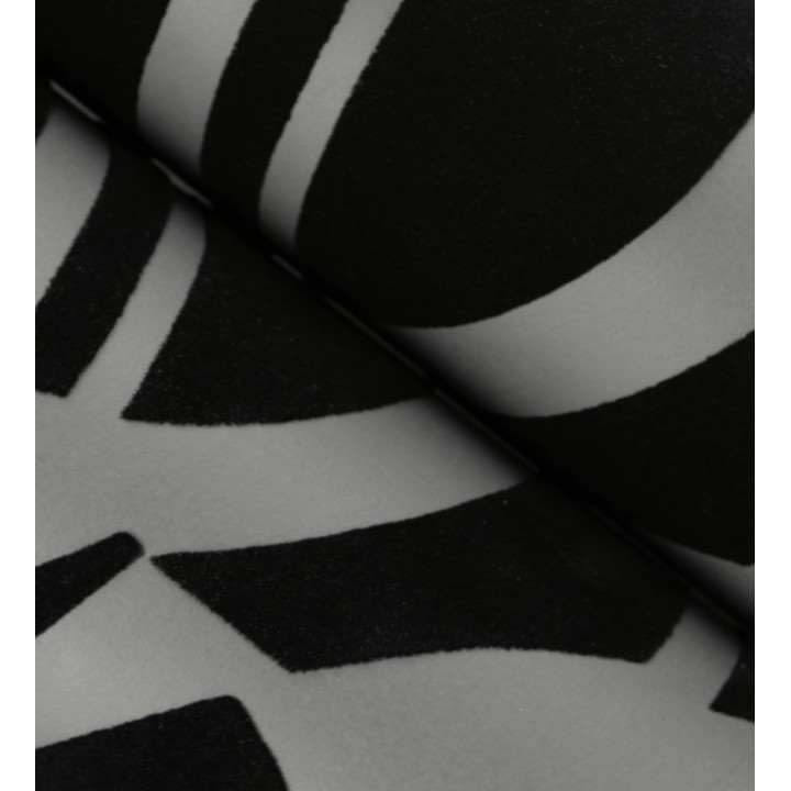 Papel pintado de figuras abstratas en terciopelo negro con relieve - Velvet Strata 683808