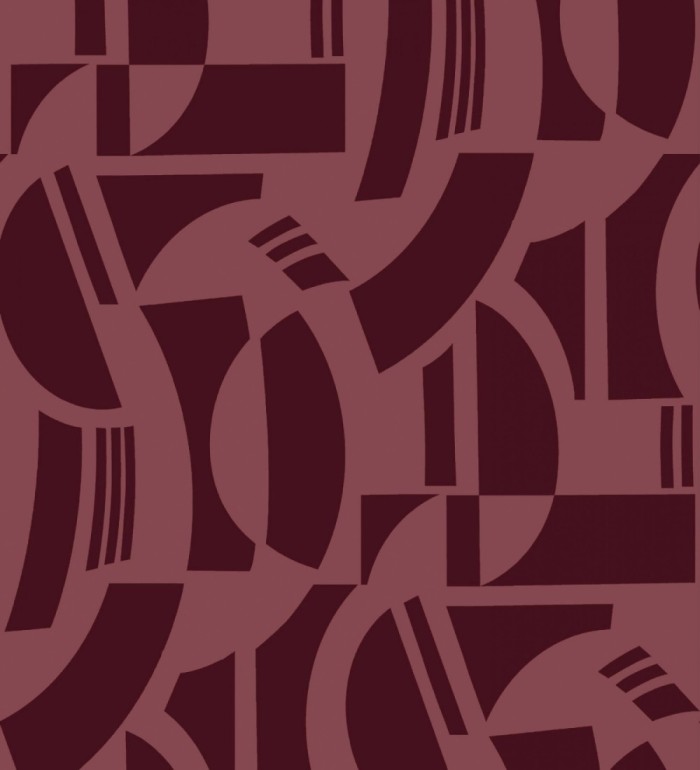 Papel pintado de figuras abstratas en terciopelo burdeos con relieve - Velvet Strata 683809