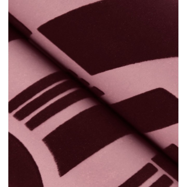 Papel pintado de figuras abstratas en terciopelo burdeos con relieve - Velvet Strata 683809