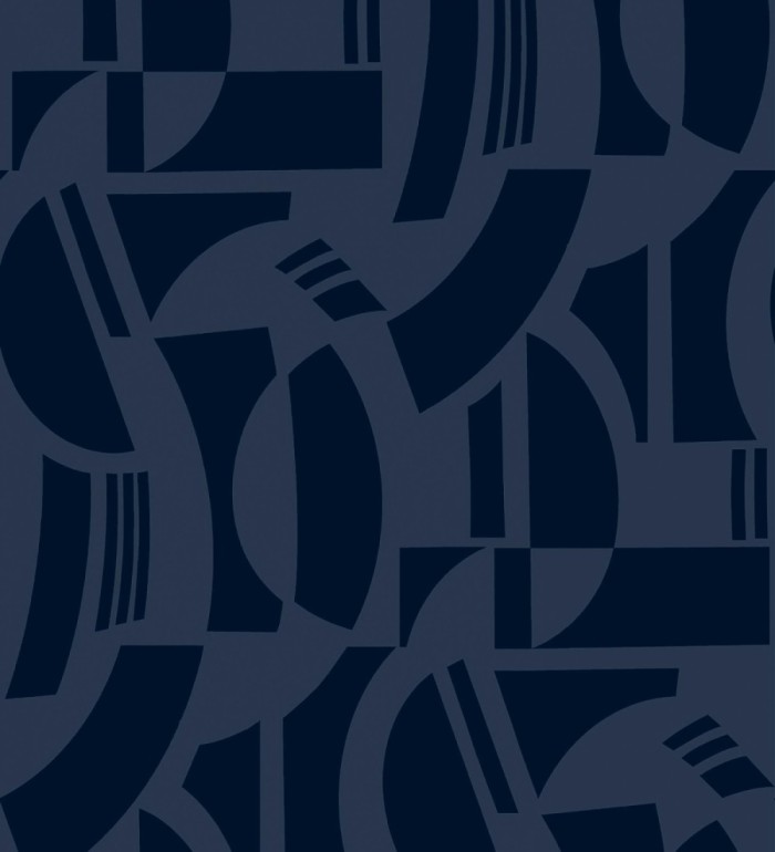 Papel pintado de figuras abstratas en terciopelo azul con relieve - Velvet Strata 683810