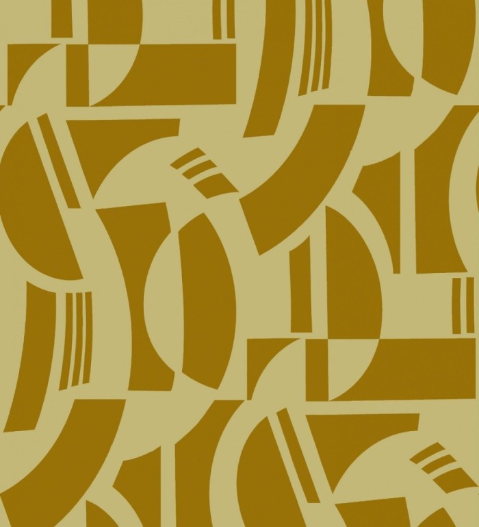 Papel pintado de figuras abstratas en terciopelo amarillo con relieve - Velvet Strata 683811