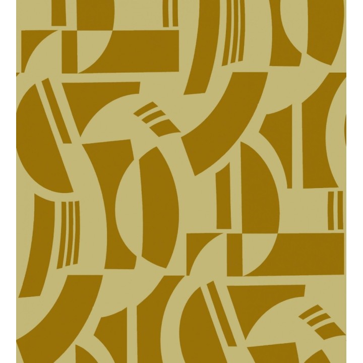 Papel pintado de figuras abstratas en terciopelo amarillo con relieve - Velvet Strata 683811