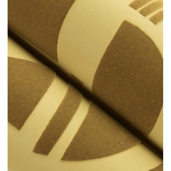 Papel pintado de figuras abstratas en terciopelo amarillo con relieve - Velvet Strata 683811