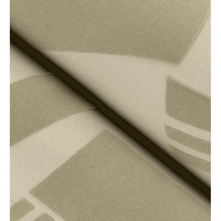 Papel pintado de figuras abstratas en terciopelo beige tostado con relieve - Velvet Strata 683812