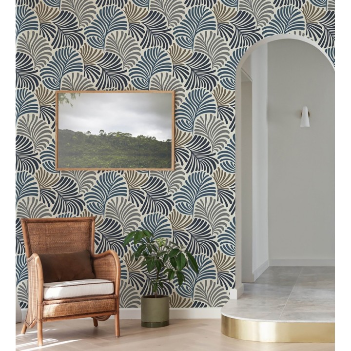 Papel pintado de hojas estilo retro en colores - Amara Palms 683823