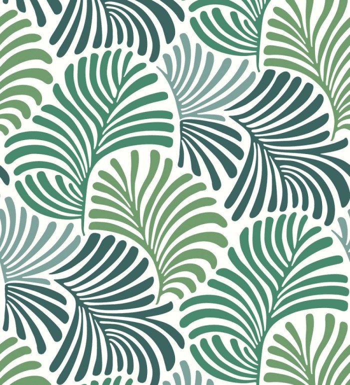 Papel pintado de hojas estilo retro colores verdes - Amara Palms 683825