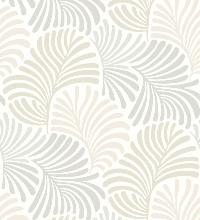 Papel pintado de hojas estilo retro colores beige y gris claro - Amara Palms 683827
