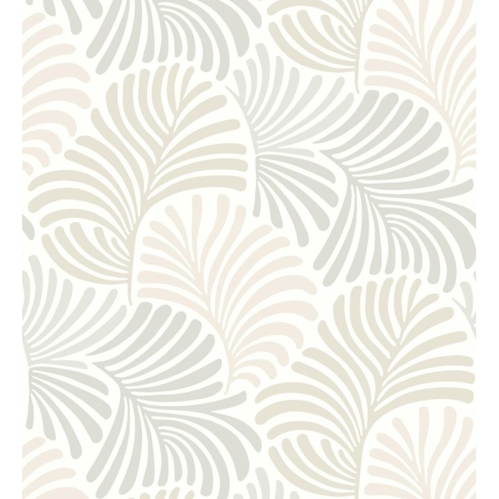Papel pintado de hojas estilo retro en colores beige y gris claro - Amara Palms 683827