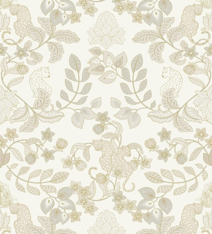 Papel pintado jardín de leopardos fondo blanco roto  - Liana Eden 683830