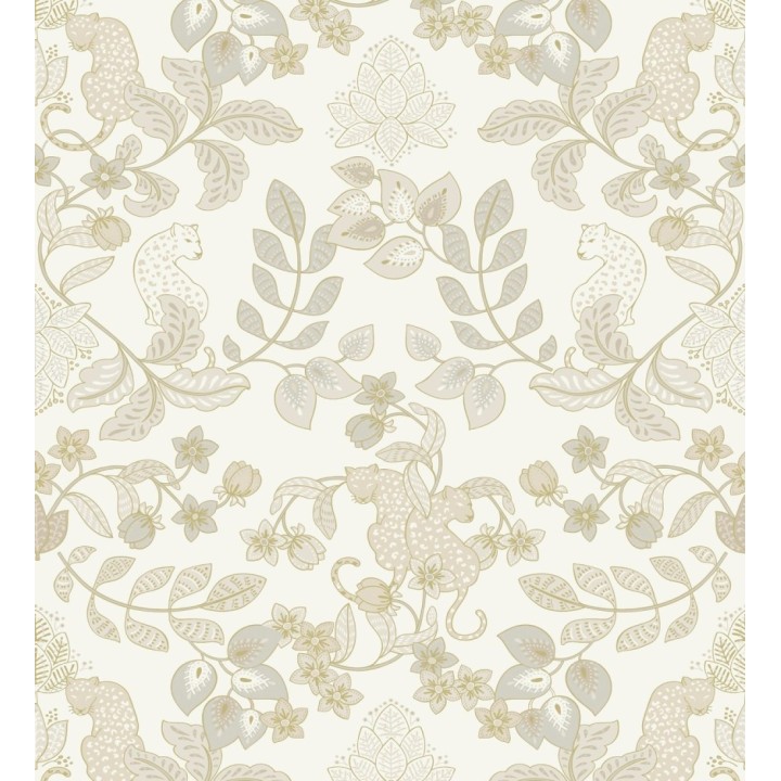Papel pintado jardín de leopardos fondo blanco roto  - Liana Eden 683830