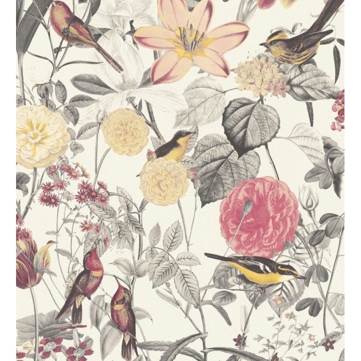 Papel pintado de pájaros y flores estilo inglés - Victoria Blossom 126370