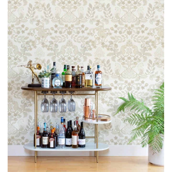 Papel pintado jardín de leopardos fondo blanco roto  - Liana Eden 683830