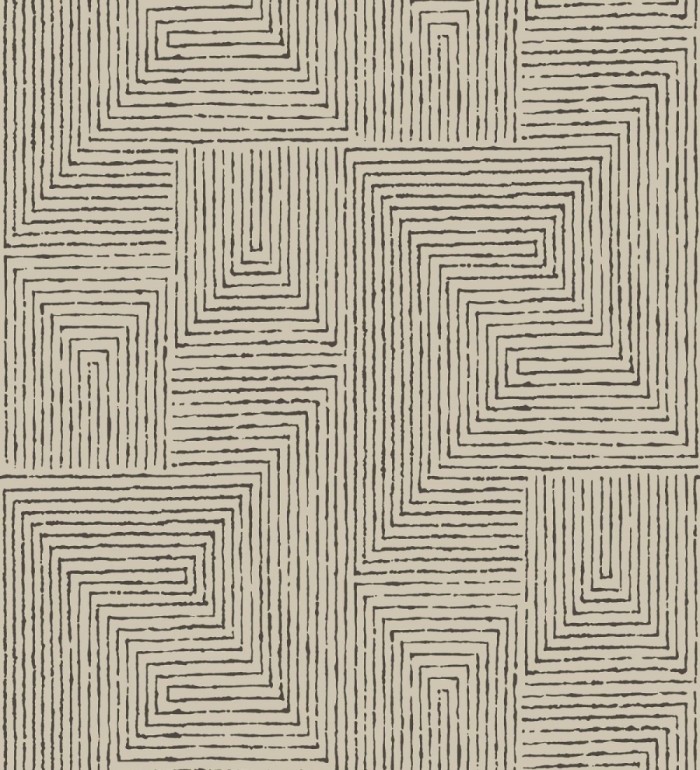 Papel pintado meandro arquitectónico con textura de grabado artesanal - Mondrian Lines 683838