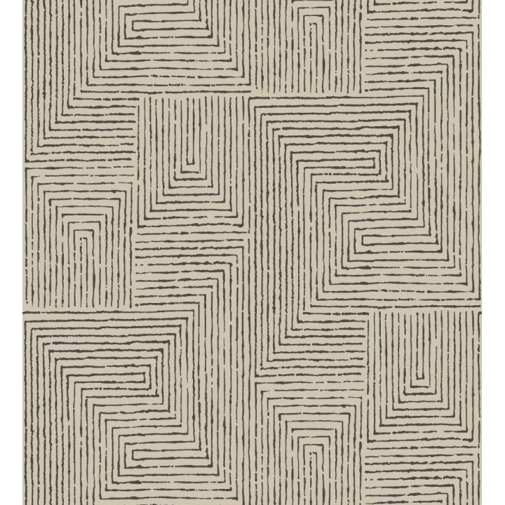 Papel pintado meandro arquitectónico con textura de grabado artesanal - Mondrian Lines 683838