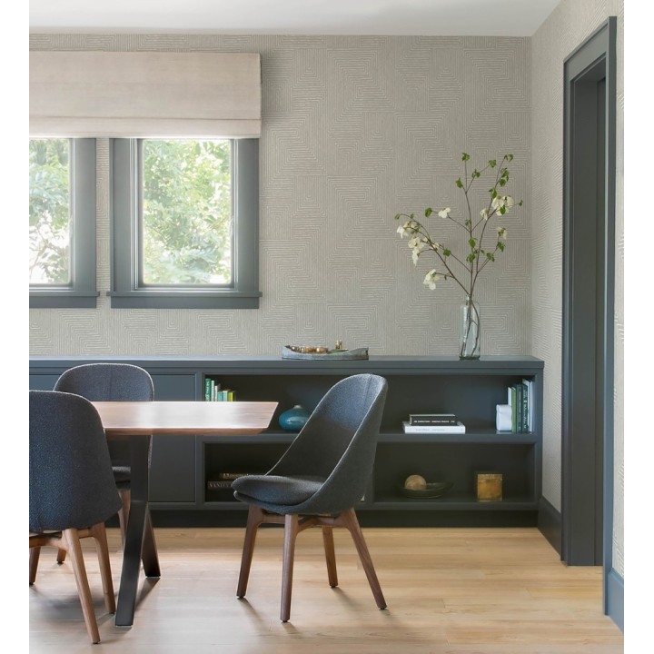 Papel pintado meandro arquitectónico con textura de grabado artesanal - Mondrian Lines 683839
