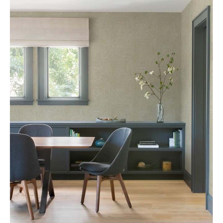 Papel pintado meandro arquitectónico con textura de grabado artesanal - Mondrian Lines 683840