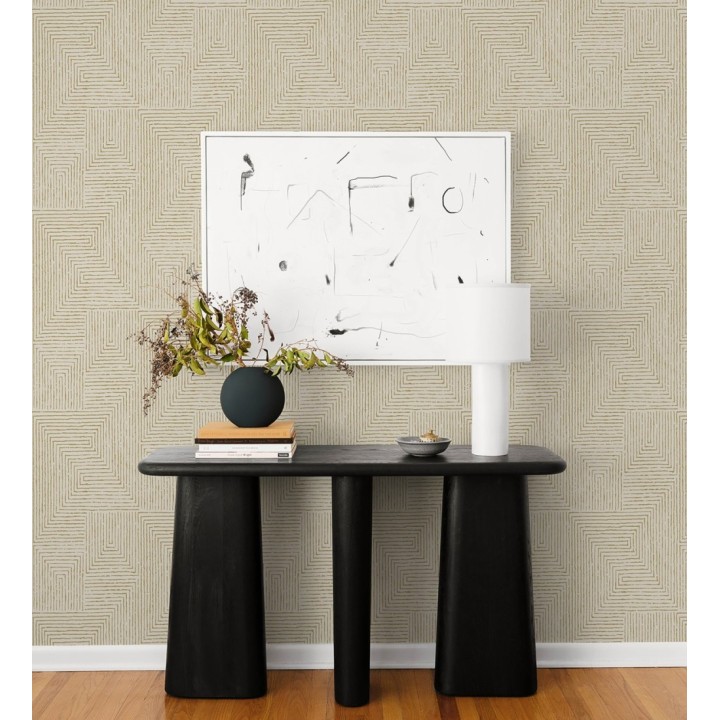 Papel pintado meandro arquitectónico con textura de grabado artesanal - Mondrian Lines 683840