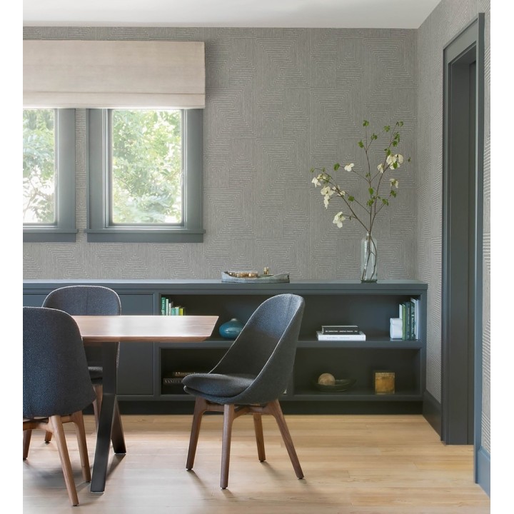 Papel pintado meandro arquitectónico con textura de grabado artesanal - Mondrian Lines 683841