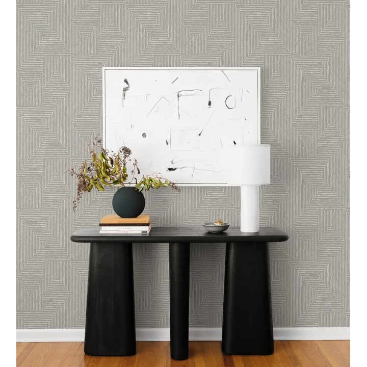 Papel pintado meandro arquitectónico con textura de grabado artesanal - Mondrian Lines 683841