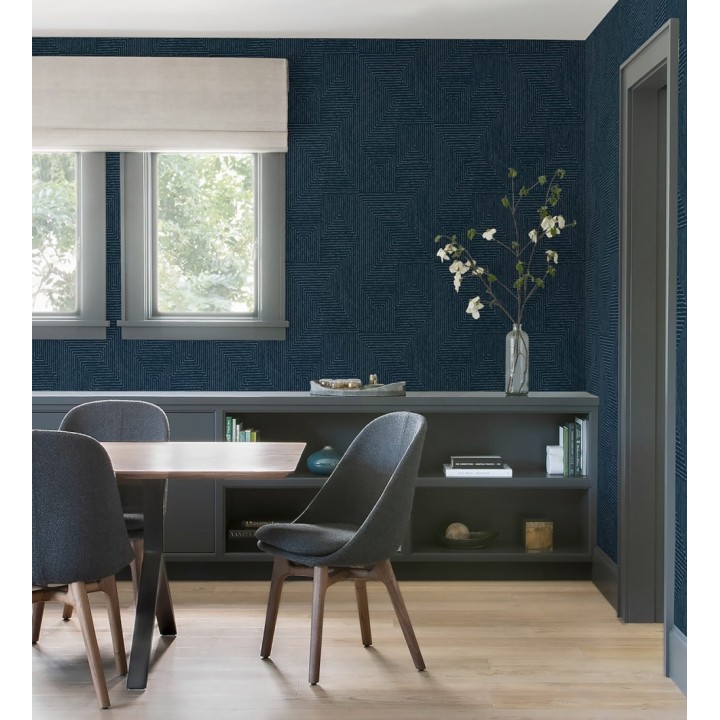 Papel pintado meandro arquitectónico con textura de grabado artesanal - Mondrian Lines 683842