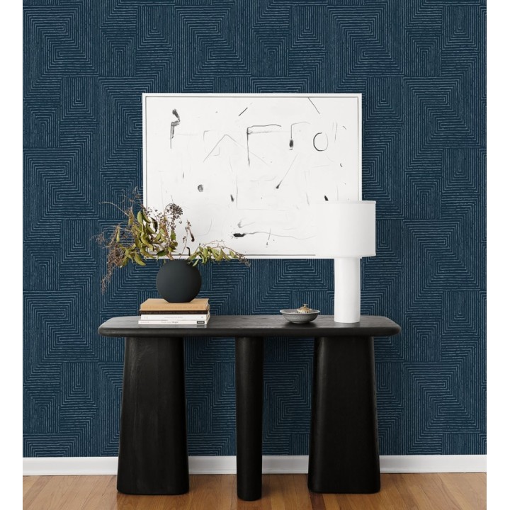 Papel pintado meandro arquitectónico con textura de grabado artesanal - Mondrian Lines 683842